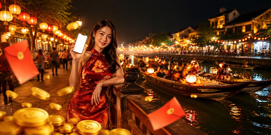 Chợ đêm Nha Trang rực rỡ – biểu tượng phong bao đỏ gợi lên các chương trình thưởng và khuyến mãi dịp lễ